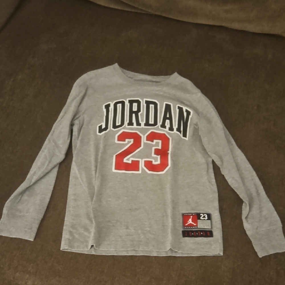 Jordan Kids Gray and Red Long Sleeve Tee